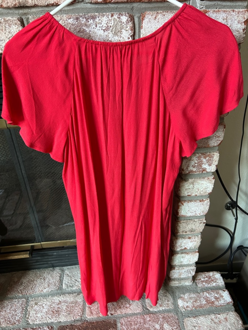 NWOT Madewell Red Lace-Up Flutter Sleeve Mini Dress lightweight Women’s Size S - Picture 3 of 7
